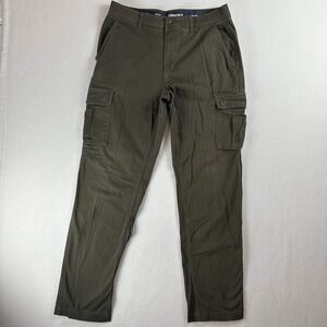 Sonoma Flexwear Straight Fit Olive Green Tactical Cargo Pants Size 34x33 Casual